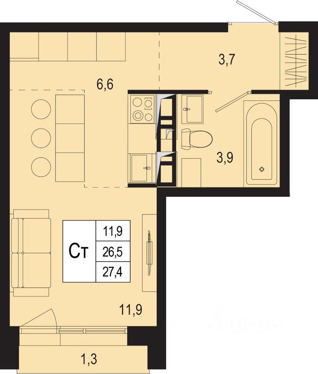 Apartment Sale, 26.5 sq. m. at Novaya Shcherbinka, Borisovka Village, Podolsk City District, Moscow Region, Russia #1 Apartment Sale, 26.5 sq. m. at Novaya Shcherbinka, Borisovka Village, Podolsk City District, Moscow Region, Russia #1