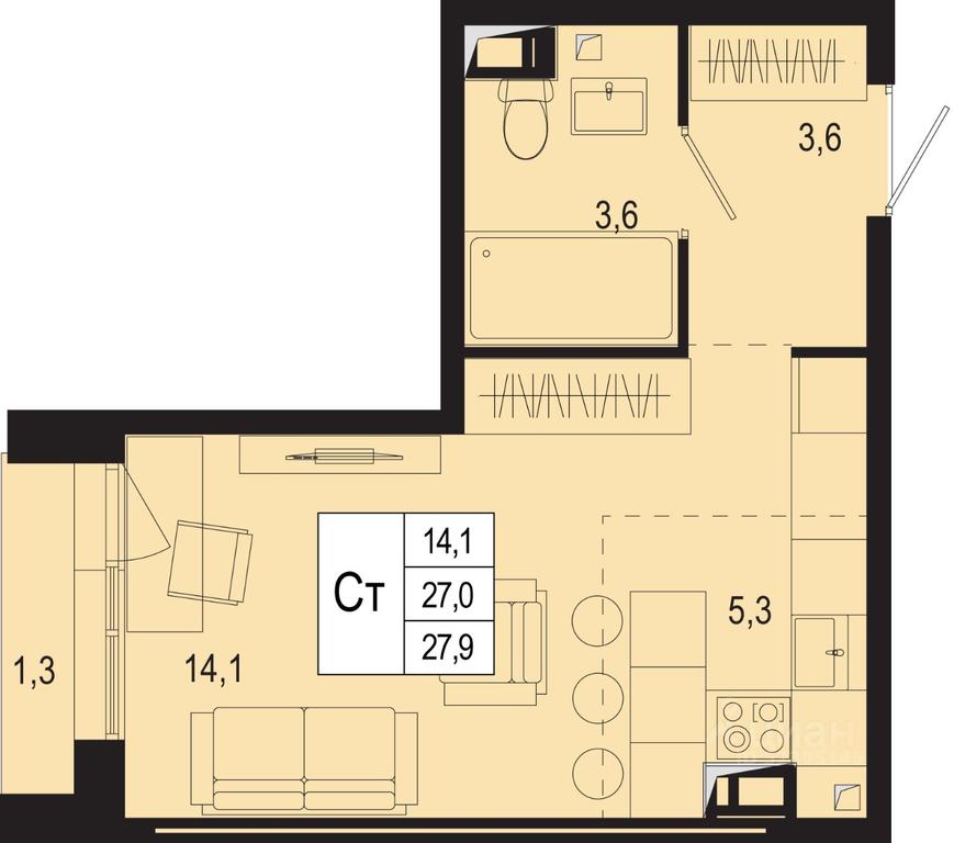 Apartment Sale, 27 sq. m. at Novaya Shcherbinka, Borisovka Village, Podolsk City District, Moscow Region, Russia #1 Apartment Sale, 27 sq. m. at Novaya Shcherbinka, Borisovka Village, Podolsk City District, Moscow Region, Russia #1