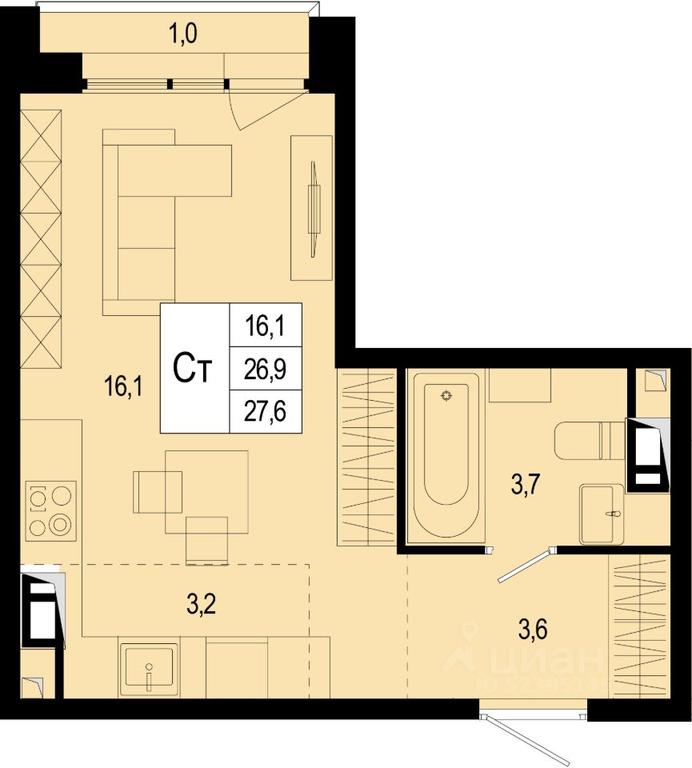 Apartment Sale, 26.9 sq. m. at Novaya Shcherbinka, Borisovka Village, Podolsk City District, Moscow Region, Russia #1 Apartment Sale, 26.9 sq. m. at Novaya Shcherbinka, Borisovka Village, Podolsk City District, Moscow Region, Russia #1