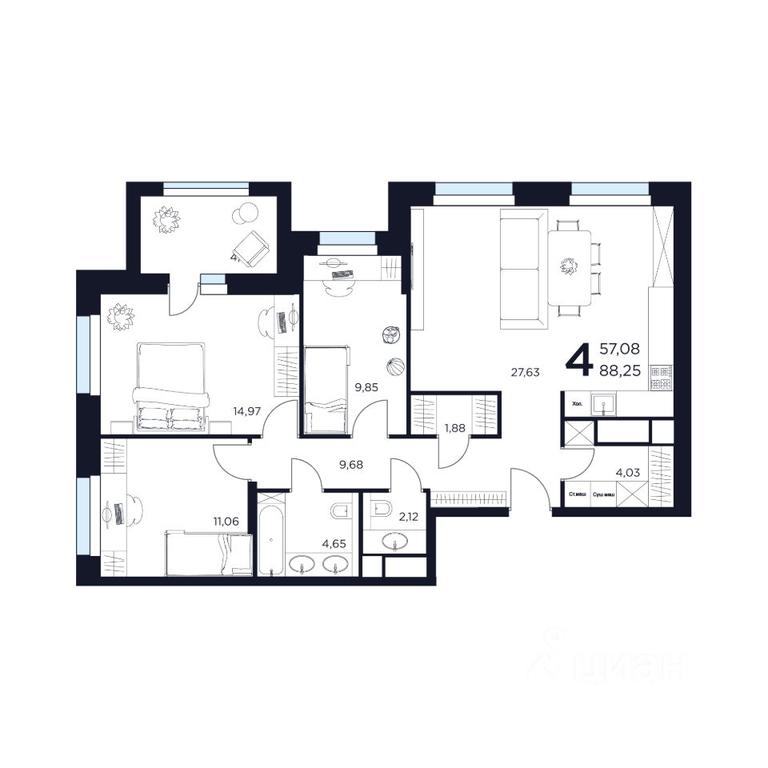 3-BD Apartment Sale, 88.25 sq. m. at VOSTOK II, Germana Titova Street, 2, Khimki, Moscow Region, Russia #1 3-BD Apartment Sale, 88.25 sq. m. at VOSTOK II, Germana Titova Street, 2, Khimki, Moscow Region, Russia #1