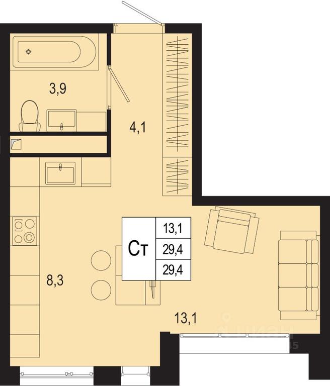 Apartment Sale, 29.4 sq. m. at Novaya Shcherbinka, Borisovka Village, Podolsk City District, Moscow Region, Russia #1 Apartment Sale, 29.4 sq. m. at Novaya Shcherbinka, Borisovka Village, Podolsk City District, Moscow Region, Russia #1
