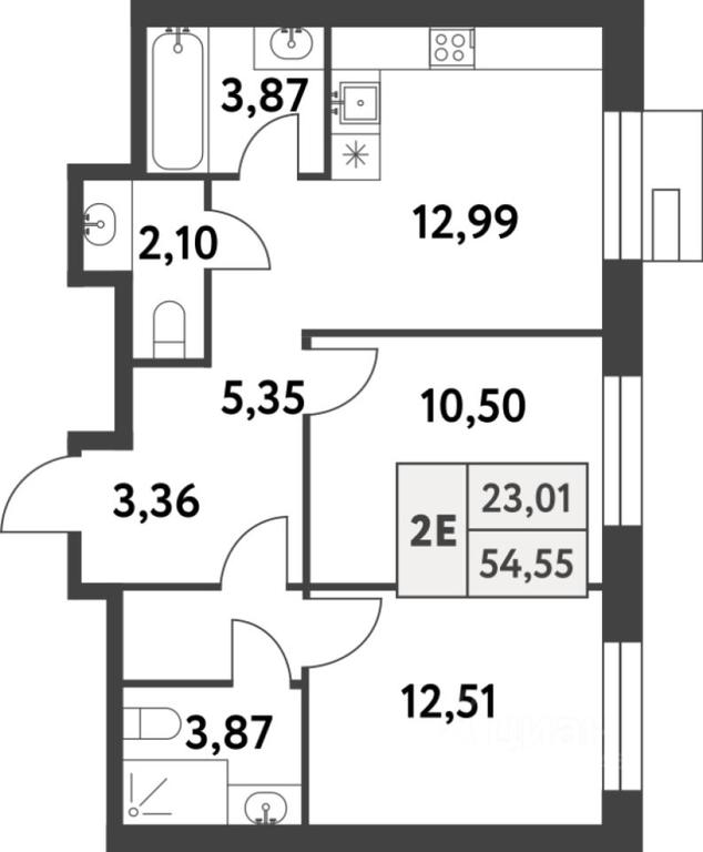 1-BD Apartment Sale, 54.5 sq. m. at Smart Garden (Smart Garden), 5-ya ulitsa Lesnyye Polyany, posyolok Gazoprovod, Kommunarka District, Novomoskovskiy Administrative Okrug, Moscow, Russia #1