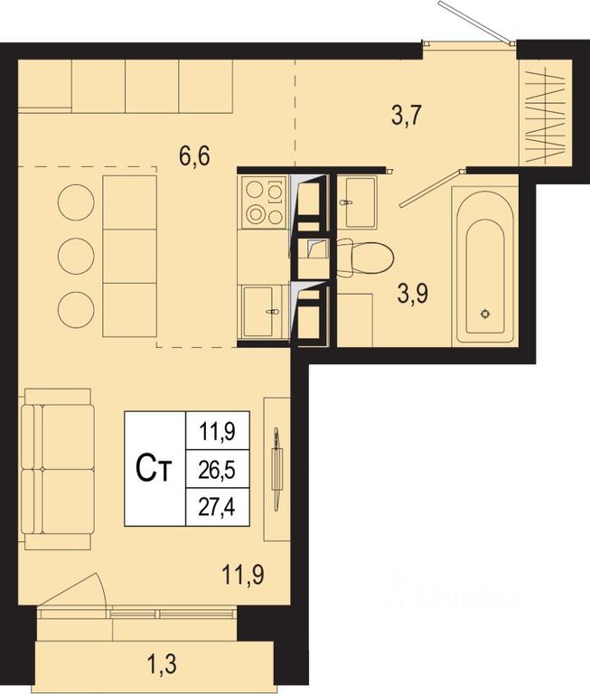 Apartment Sale, 26.5 sq. m. at Novaya Shcherbinka, Borisovka Village, Podolsk City District, Moscow Region, Russia #1 Apartment Sale, 26.5 sq. m. at Novaya Shcherbinka, Borisovka Village, Podolsk City District, Moscow Region, Russia #1