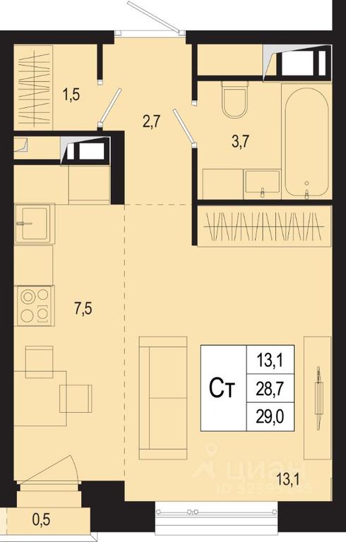 Продажа квартиры, 28,7 м² в ЖК «Новая Щербинка», деревня Борисовка, городской округ Подольск, Московская область, Россия #1