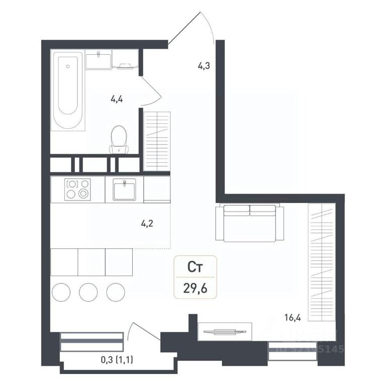 Apartment Sale, 29.6 sq. m. at Novaya Shcherbinka, Borisovka Village, Podolsk City District, Moscow Region, Russia #1 Apartment Sale, 29.6 sq. m. at Novaya Shcherbinka, Borisovka Village, Podolsk City District, Moscow Region, Russia #1