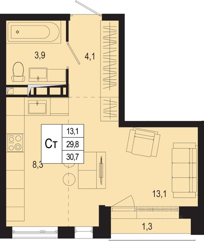 Apartment Sale, 29.8 sq. m. at Novaya Shcherbinka, Borisovka Village, Podolsk City District, Moscow Region, Russia #1 Apartment Sale, 29.8 sq. m. at Novaya Shcherbinka, Borisovka Village, Podolsk City District, Moscow Region, Russia #1