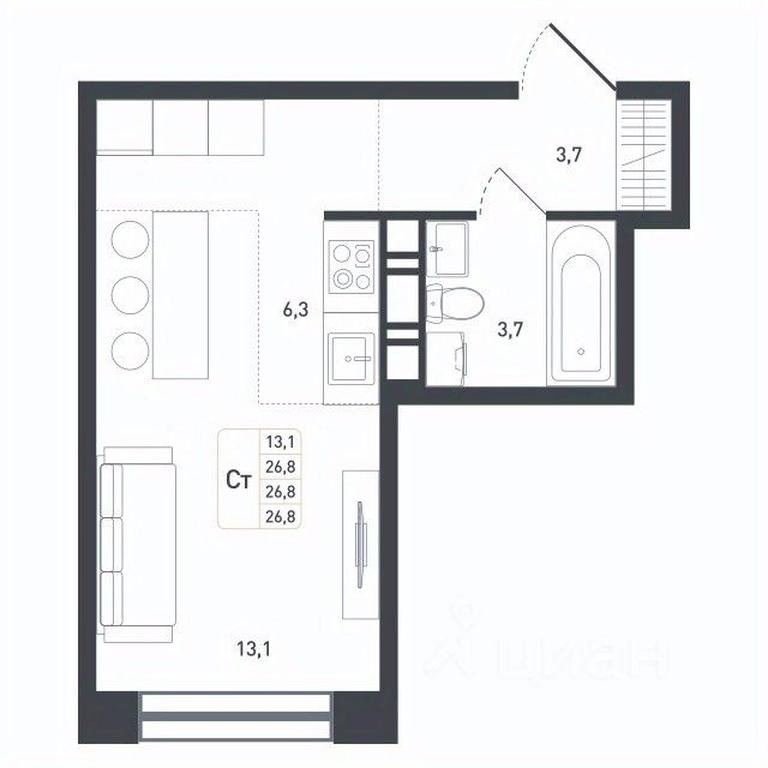 Продажа квартиры, 26,8 м² в ЖК «Новая Щербинка», деревня Борисовка, городской округ Подольск, Московская область, Россия #2