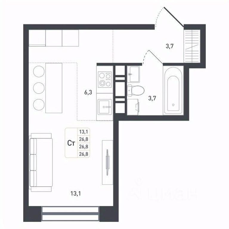 Продажа квартиры, 26,8 м² в ЖК «Новая Щербинка», деревня Борисовка, городской округ Подольск, Московская область, Россия #1