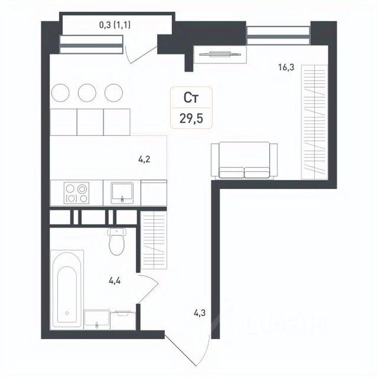 Apartment Sale, 29.5 sq. m. at Novaya Shcherbinka, Borisovka Village, Podolsk City District, Moscow Region, Russia #1 Apartment Sale, 29.5 sq. m. at Novaya Shcherbinka, Borisovka Village, Podolsk City District, Moscow Region, Russia #1