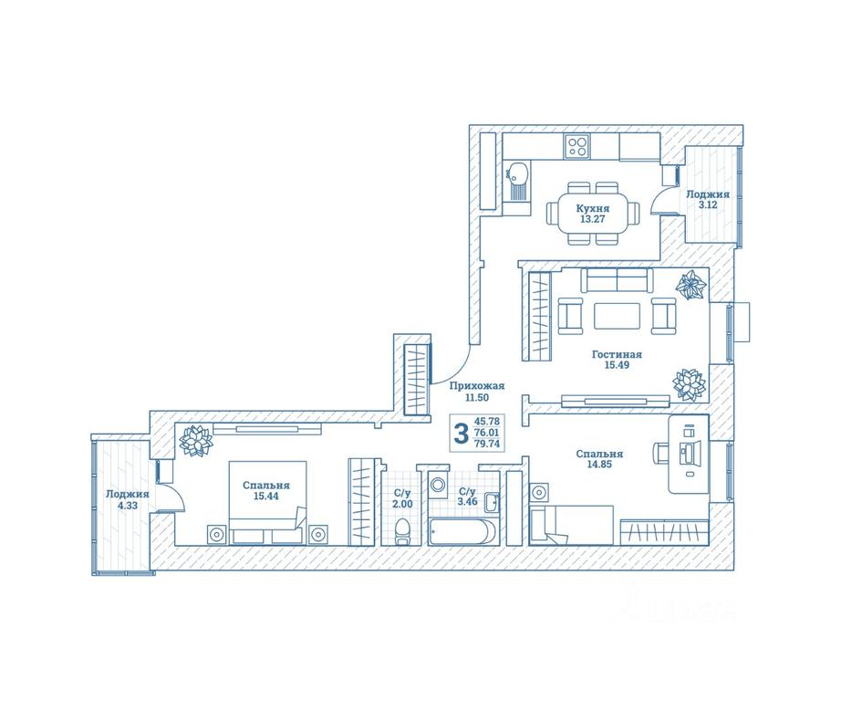 2-BD Apartment Sale, 80.2平方米 at Novograd Monino, ulitsa Alksnisa, rabochiy posyolok Monino, Shchyolkovo Urban District, Moscow Region, Russia #1 2-BD Apartment Sale, 80.2平方米 at Novograd Monino, ulitsa Alksnisa, rabochiy posyolok Monino, Shchyolkovo Urban District, Moscow Region, Russia #1