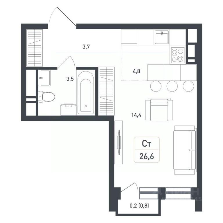 Apartment Sale, 26.6 sq. m. at Novaya Shcherbinka, Borisovka Village, Podolsk City District, Moscow Region, Russia #2 Apartment Sale, 26.6 sq. m. at Novaya Shcherbinka, Borisovka Village, Podolsk City District, Moscow Region, Russia #2