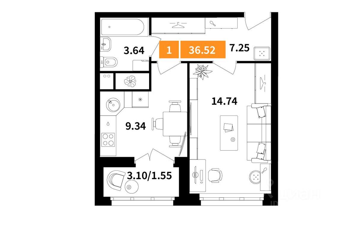 Apartment Sale, 36.52平方米 at Planerny kvartal, Molodyozhnaya Street, Khimki, Moscow Region, Russia #1 Apartment Sale, 36.52平方米 at Planerny kvartal, Molodyozhnaya Street, Khimki, Moscow Region, Russia #1