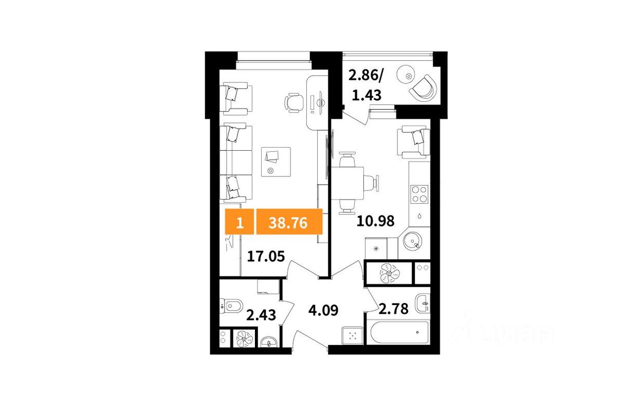 Apartment Sale, 38.76平方米 at Planerny kvartal, Molodyozhnaya Street, Khimki, Moscow Region, Russia #1 Apartment Sale, 38.76平方米 at Planerny kvartal, Molodyozhnaya Street, Khimki, Moscow Region, Russia #1