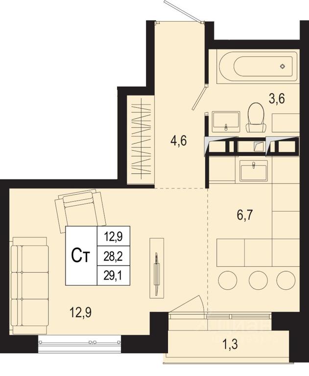 Apartment Sale, 28.2 sq. m. at Novaya Shcherbinka, Borisovka Village, Podolsk City District, Moscow Region, Russia #1 Apartment Sale, 28.2 sq. m. at Novaya Shcherbinka, Borisovka Village, Podolsk City District, Moscow Region, Russia #1