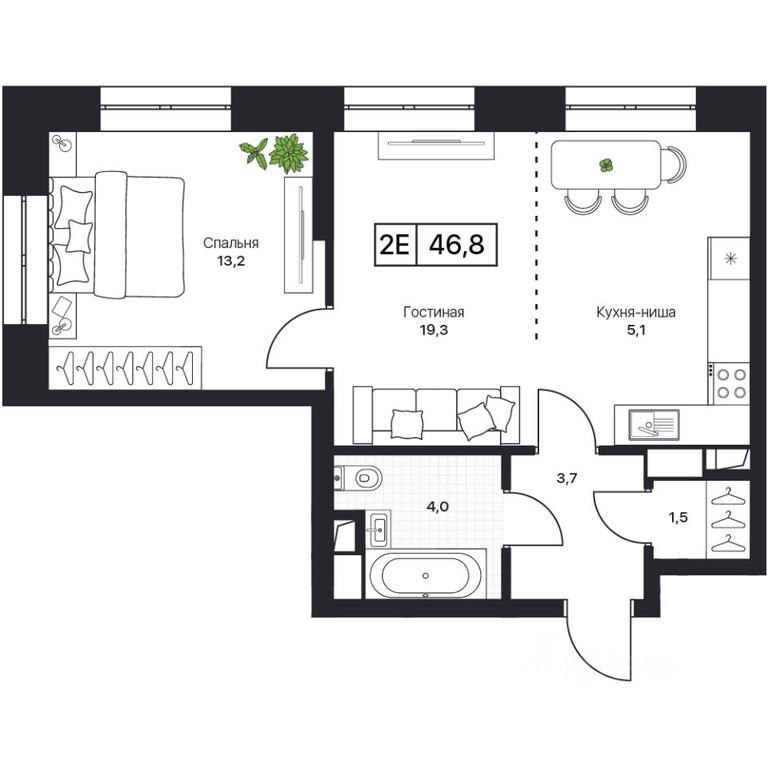 1-BD Apartment Sale, 46.8 sq. m. at Pushkino Grad, Polevaya ulitsa, selo Bratovshchina, Pshkinskiy Urban District, Moscow Region, Russia #1 1-BD Apartment Sale, 46.8 sq. m. at Pushkino Grad, Polevaya ulitsa, selo Bratovshchina, Pshkinskiy Urban District, Moscow Region, Russia #1