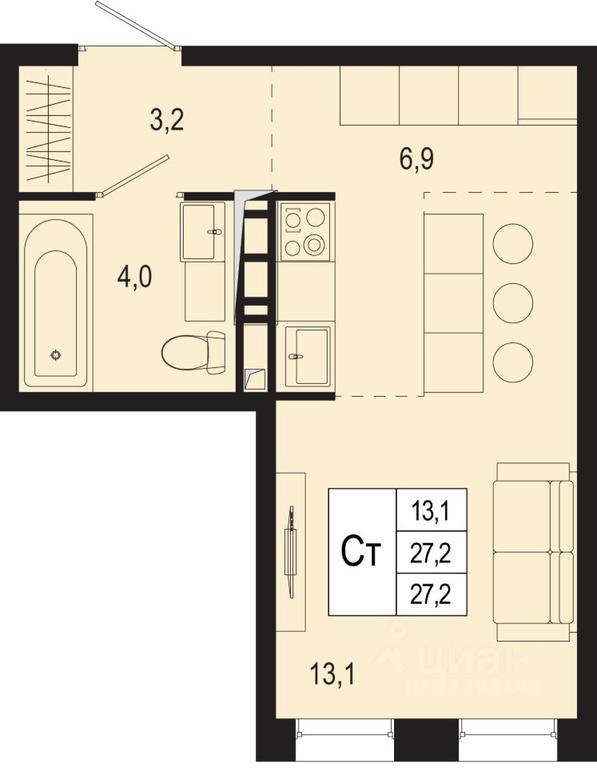 Apartment Sale, 27.2 sq. m. at Novaya Shcherbinka, Borisovka Village, Podolsk City District, Moscow Region, Russia #1 Apartment Sale, 27.2 sq. m. at Novaya Shcherbinka, Borisovka Village, Podolsk City District, Moscow Region, Russia #1