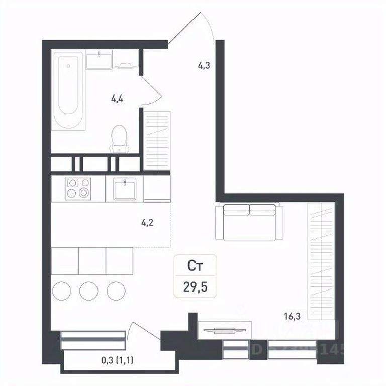 Apartment Sale, 29.5 sq. m. at Novaya Shcherbinka, Borisovka Village, Podolsk City District, Moscow Region, Russia #2