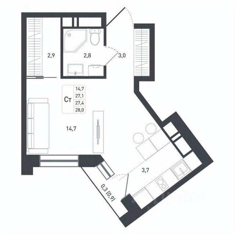 Apartment Sale, 27.4 sq. m. at Novaya Shcherbinka, Borisovka Village, Podolsk City District, Moscow Region, Russia #1 Apartment Sale, 27.4 sq. m. at Novaya Shcherbinka, Borisovka Village, Podolsk City District, Moscow Region, Russia #1