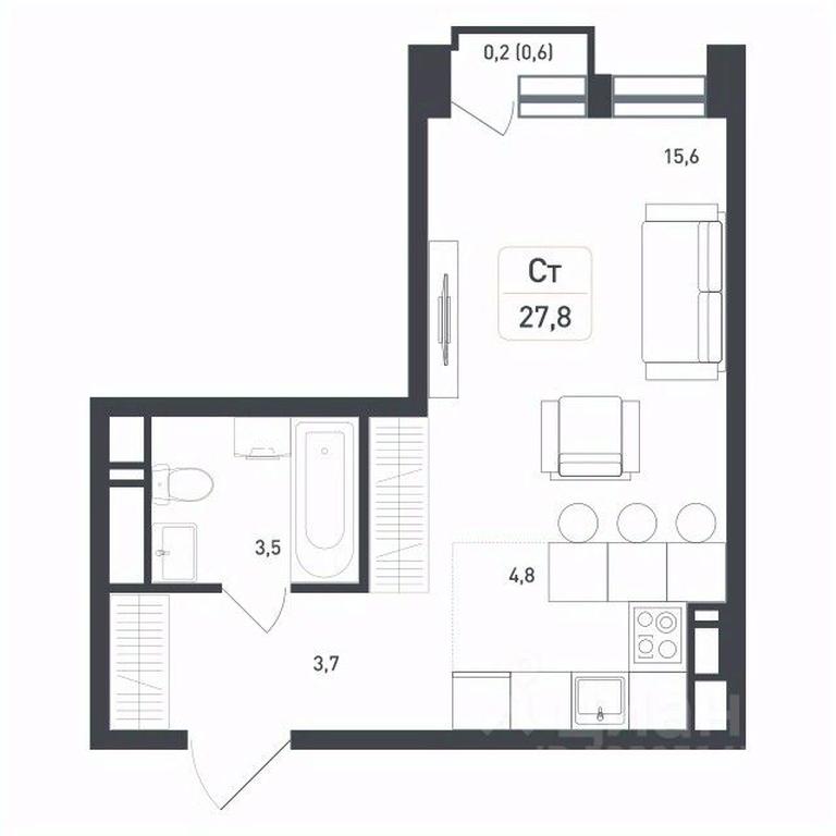Продажа квартиры, 27,8 м² в ЖК «Новая Щербинка», деревня Борисовка, городской округ Подольск, Московская область, Россия #1