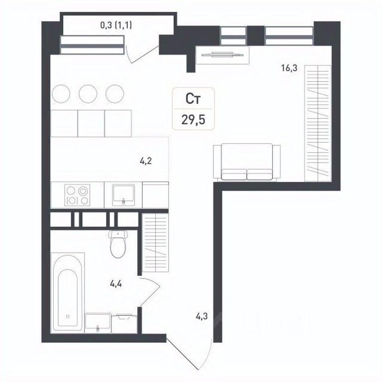 Apartment Sale, 29.5 sq. m. at Novaya Shcherbinka, Borisovka Village, Podolsk City District, Moscow Region, Russia #1 Apartment Sale, 29.5 sq. m. at Novaya Shcherbinka, Borisovka Village, Podolsk City District, Moscow Region, Russia #1
