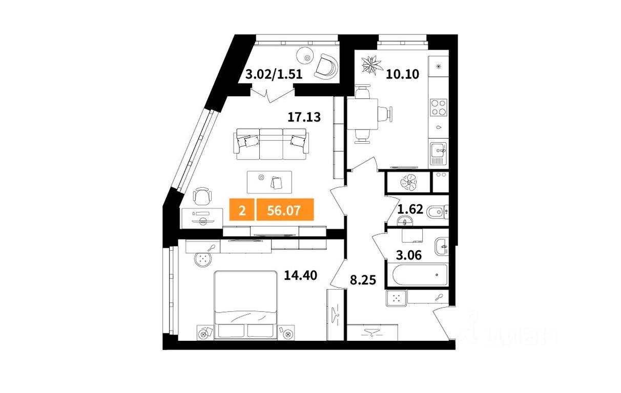 1-BD Apartment Sale, 56.07 sq. m. at Planerny kvartal, Molodyozhnaya Street, Khimki, Moscow Region, Russia #1 1-BD Apartment Sale, 56.07 sq. m. at Planerny kvartal, Molodyozhnaya Street, Khimki, Moscow Region, Russia #1
