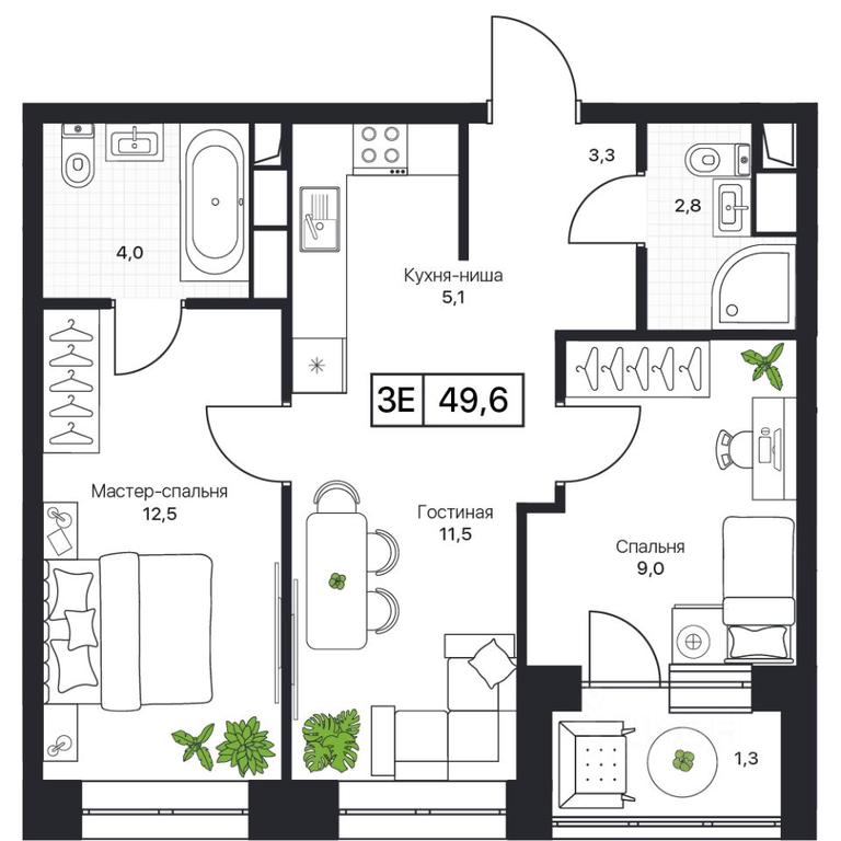 2-BD Apartment Sale, 49.6 sq. m. at Pushkino Grad, Polevaya ulitsa, selo Bratovshchina, Pshkinskiy Urban District, Moscow Region, Russia #1 2-BD Apartment Sale, 49.6 sq. m. at Pushkino Grad, Polevaya ulitsa, selo Bratovshchina, Pshkinskiy Urban District, Moscow Region, Russia #1