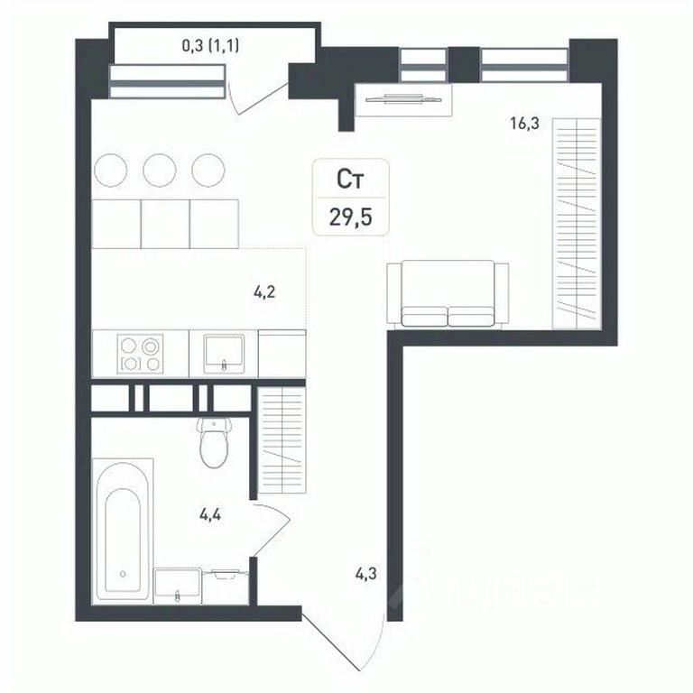 Продажа квартиры, 29,5 м² в ЖК «Новая Щербинка», деревня Борисовка, городской округ Подольск, Московская область, Россия #1