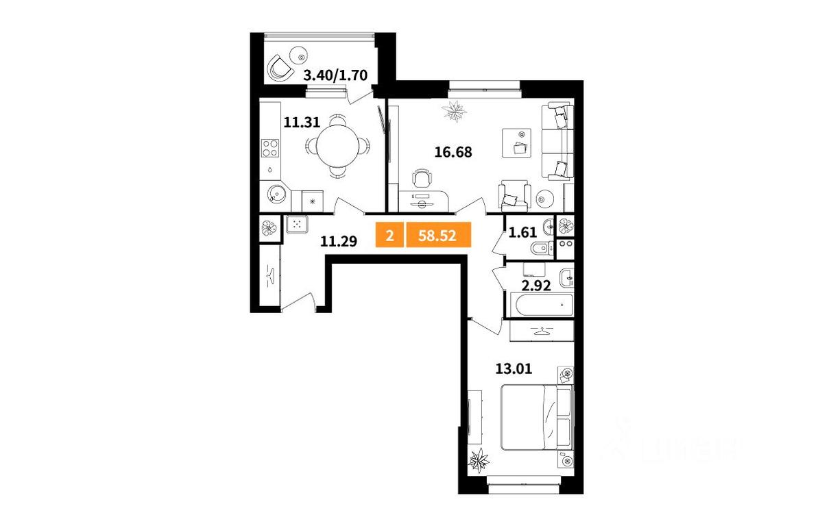 1-BD Apartment Sale, 58.56 sq. m. at Planerny kvartal, Molodyozhnaya Street, Khimki, Moscow Region, Russia #1 1-BD Apartment Sale, 58.56 sq. m. at Planerny kvartal, Molodyozhnaya Street, Khimki, Moscow Region, Russia #1