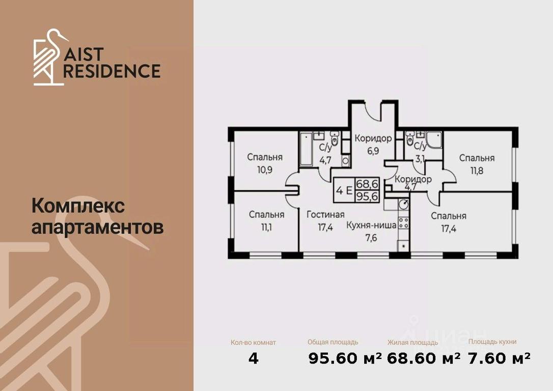 4-BD Apartment Sale, 95.6 sq. m. at Kompleks apartamentov AIST RESIDENCE (Aist Rezidens), Namyotkina Street, 10Д, Moscow, Russia #1 4-BD Apartment Sale, 95.6 sq. m. at Kompleks apartamentov AIST RESIDENCE (Aist Rezidens), Namyotkina Street, 10Д, Moscow, Russia #1