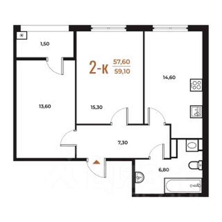 1-BD Apartment Sale, 59.1 sq. m. at Novoe Letovo, Zimyonkovskaya ulitsa, Sosenskoye Settlement, Moscow, Russia #1
