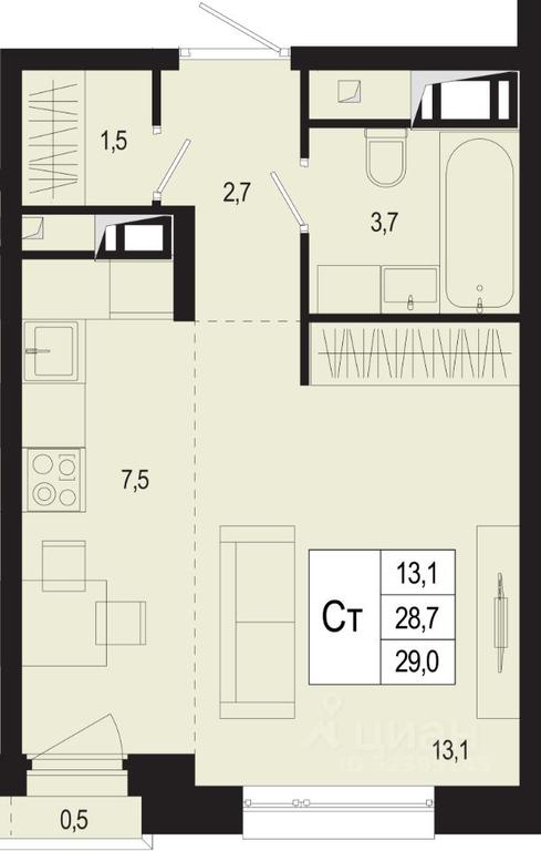 Apartment Sale, 28.7 sq. m. at Novaya Shcherbinka, Borisovka Village, Podolsk City District, Moscow Region, Russia #1 Apartment Sale, 28.7 sq. m. at Novaya Shcherbinka, Borisovka Village, Podolsk City District, Moscow Region, Russia #1