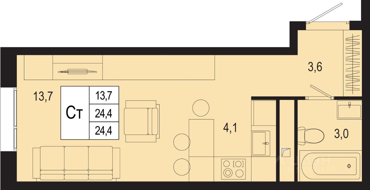 Apartment Sale, 24.4 sq. m. at Novaya Shcherbinka, Borisovka Village, Podolsk City District, Moscow Region, Russia #1 Apartment Sale, 24.4 sq. m. at Novaya Shcherbinka, Borisovka Village, Podolsk City District, Moscow Region, Russia #1
