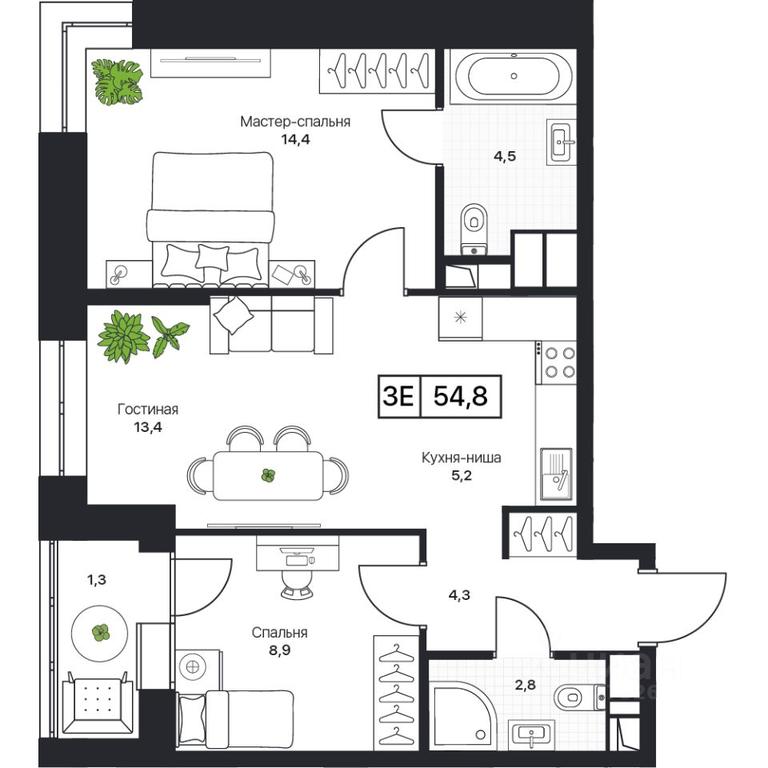 2-BD Apartment Sale, 54.8 sq. m. at Pushkino Grad, Polevaya ulitsa, selo Bratovshchina, Pshkinskiy Urban District, Moscow Region, Russia #1 2-BD Apartment Sale, 54.8 sq. m. at Pushkino Grad, Polevaya ulitsa, selo Bratovshchina, Pshkinskiy Urban District, Moscow Region, Russia #1