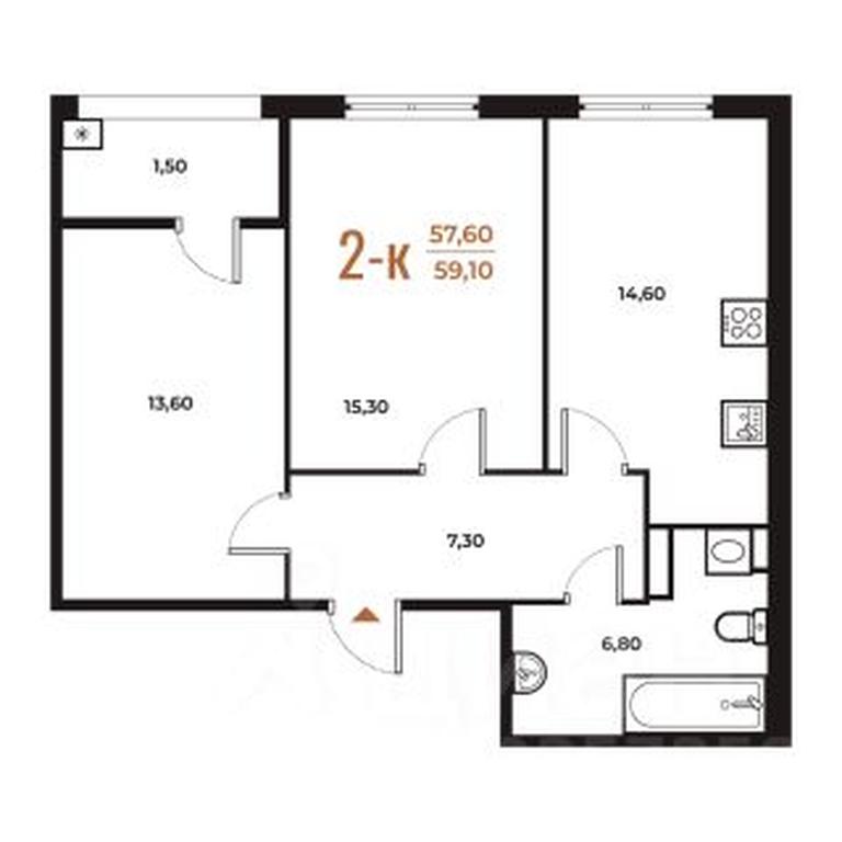 1-BD Apartment Sale, 59.1 sq. m. at Novoe Letovo, Zimyonkovskaya ulitsa, Sosenskoye Settlement, Moscow, Russia #1