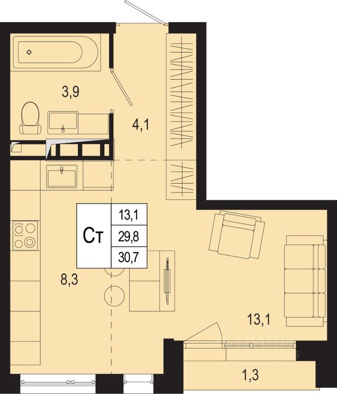 Apartment Sale, 29.8 sq. m. at Novaya Shcherbinka, Borisovka Village, Podolsk City District, Moscow Region, Russia #1 Apartment Sale, 29.8 sq. m. at Novaya Shcherbinka, Borisovka Village, Podolsk City District, Moscow Region, Russia #1