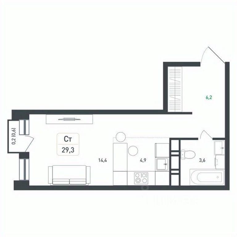 Apartment Sale, 29.3 sq. m. at Novaya Shcherbinka, Borisovka Village, Podolsk City District, Moscow Region, Russia #1