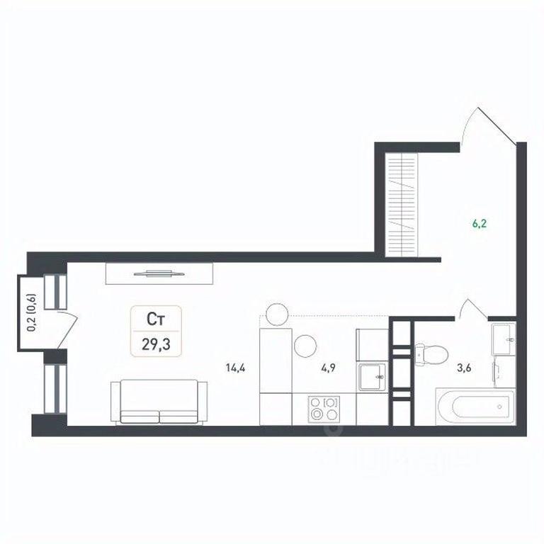 Apartment Sale, 29.3 sq. m. at Novaya Shcherbinka, Borisovka Village, Podolsk City District, Moscow Region, Russia #2