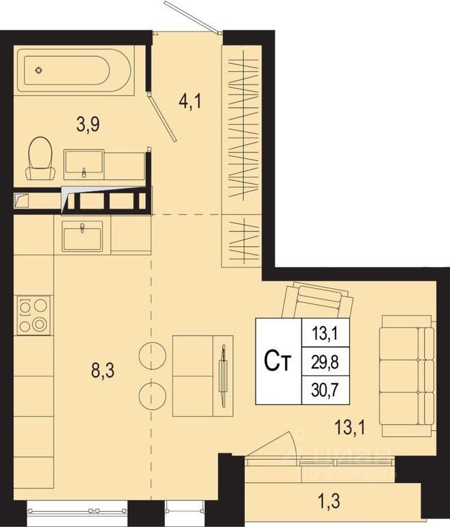 Apartment Sale, 29.8平方米 at Novaya Shcherbinka, Borisovka Village, Podolsk City District, Moscow Region, Russia #1 Apartment Sale, 29.8平方米 at Novaya Shcherbinka, Borisovka Village, Podolsk City District, Moscow Region, Russia #1