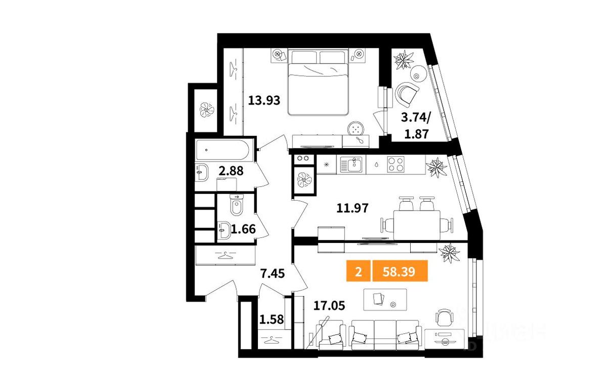 1-BD Apartment Sale, 58.39 sq. m. at Planerny kvartal, Molodyozhnaya Street, Khimki, Moscow Region, Russia #1 1-BD Apartment Sale, 58.39 sq. m. at Planerny kvartal, Molodyozhnaya Street, Khimki, Moscow Region, Russia #1