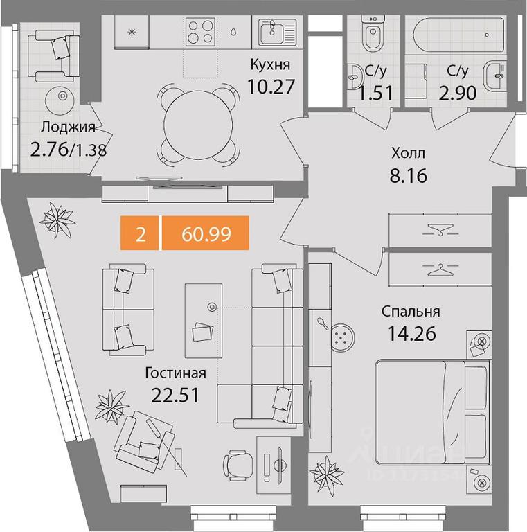 1-BD Apartment Sale, 60.99 sq. m. at Planerny kvartal, Molodyozhnaya Street, Khimki, Moscow Region, Russia #1 1-BD Apartment Sale, 60.99 sq. m. at Planerny kvartal, Molodyozhnaya Street, Khimki, Moscow Region, Russia #1