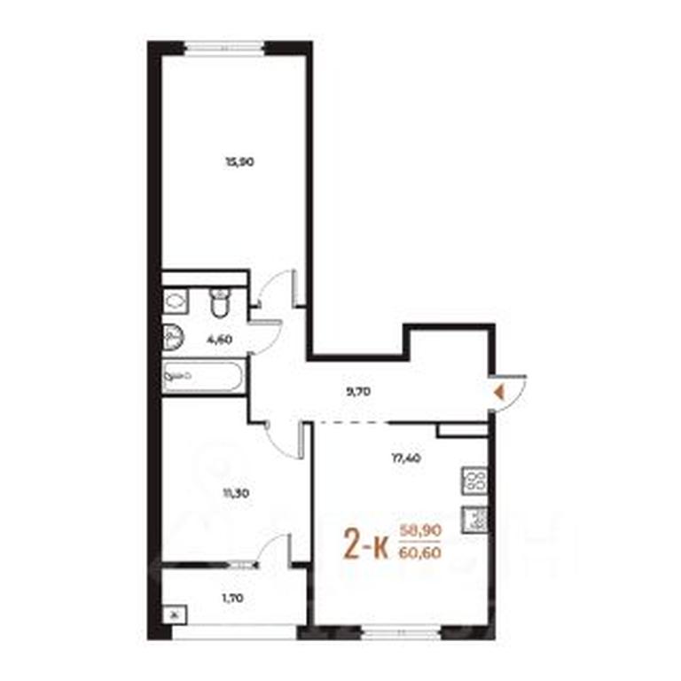 1-BD Apartment Sale, 60.6 sq. m. at Novoe Letovo, Zimyonkovskaya ulitsa, Sosenskoye Settlement, Moscow, Russia #1