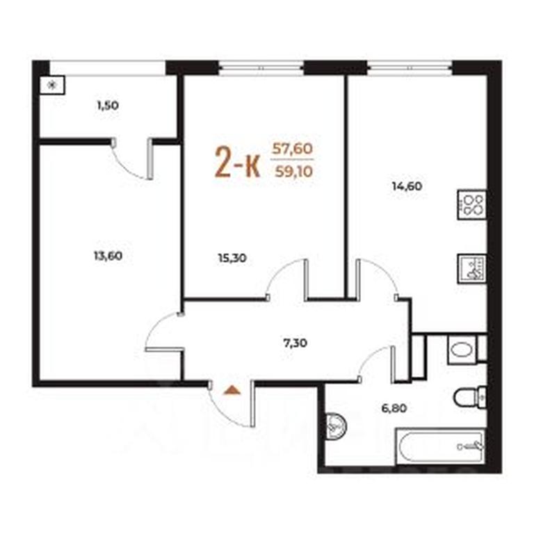 1-BD Apartment Sale, 59.1 sq. m. at Novoe Letovo, Zimyonkovskaya ulitsa, Sosenskoye Settlement, Moscow, Russia #1