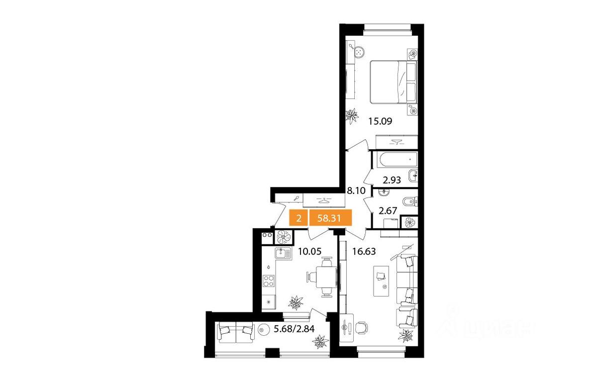 1-BD Apartment Sale, 58.31 sq. m. at Planerny kvartal, Molodyozhnaya Street, Khimki, Moscow Region, Russia #1 1-BD Apartment Sale, 58.31 sq. m. at Planerny kvartal, Molodyozhnaya Street, Khimki, Moscow Region, Russia #1