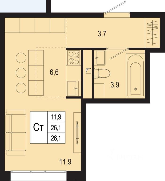 Apartment Sale, 26.1 sq. m. at Novaya Shcherbinka, Borisovka Village, Podolsk City District, Moscow Region, Russia #1 Apartment Sale, 26.1 sq. m. at Novaya Shcherbinka, Borisovka Village, Podolsk City District, Moscow Region, Russia #1