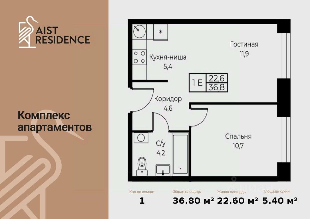 1-BD Apartment Sale, 36.8 sq. m. at Kompleks apartamentov AIST RESIDENCE (Aist Rezidens), Namyotkina Street, 10Д, Moscow, Russia #1 1-BD Apartment Sale, 36.8 sq. m. at Kompleks apartamentov AIST RESIDENCE (Aist Rezidens), Namyotkina Street, 10Д, Moscow, Russia #1