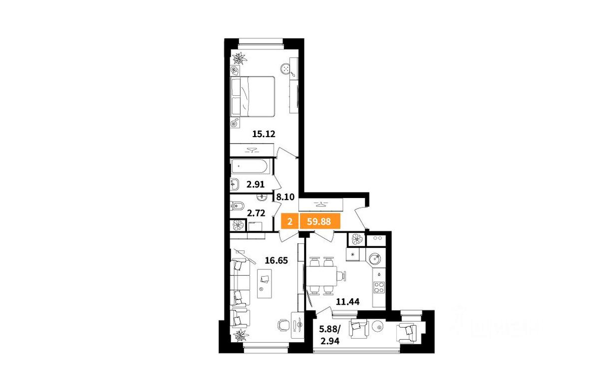1-BD Apartment Sale, 59.88 sq. m. at Planerny kvartal, Molodyozhnaya Street, Khimki, Moscow Region, Russia #1 1-BD Apartment Sale, 59.88 sq. m. at Planerny kvartal, Molodyozhnaya Street, Khimki, Moscow Region, Russia #1