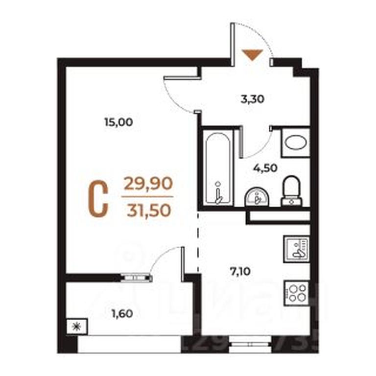 Apartment Sale, 31.5 sq. m. at Novoe Letovo, Zimyonkovskaya ulitsa, Sosenskoye Settlement, Moscow, Russia #1 Apartment Sale, 31.5 sq. m. at Novoe Letovo, Zimyonkovskaya ulitsa, Sosenskoye Settlement, Moscow, Russia #1