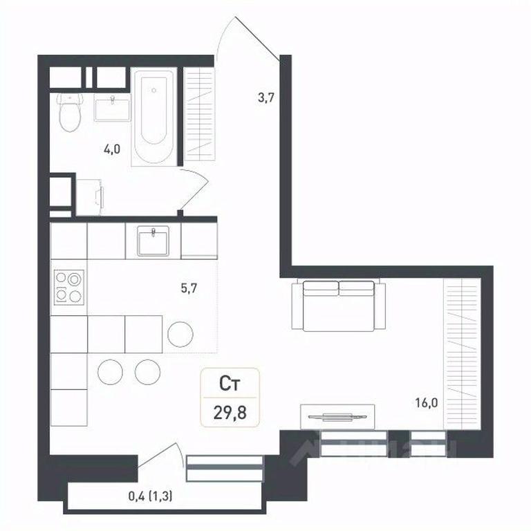 Apartment Sale, 29.8平方米 at Novaya Shcherbinka, Borisovka Village, Podolsk City District, Moscow Region, Russia #2