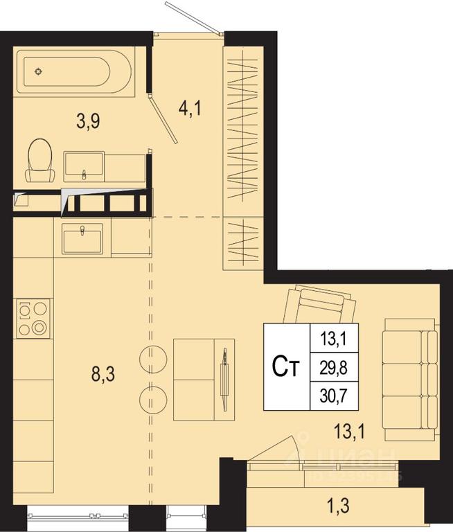 Apartment Sale, 29.8平方米 at Novaya Shcherbinka, Borisovka Village, Podolsk City District, Moscow Region, Russia #1 Apartment Sale, 29.8平方米 at Novaya Shcherbinka, Borisovka Village, Podolsk City District, Moscow Region, Russia #1