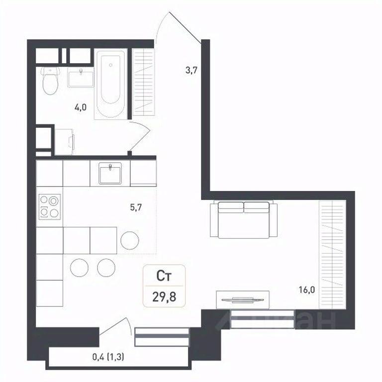 Apartment Sale, 29.8 sq. m. at Novaya Shcherbinka, Borisovka Village, Podolsk City District, Moscow Region, Russia #2